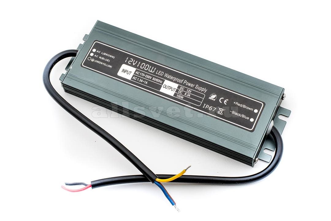 Герметичный блок питания в металлическом корпусе 12V 100Вт Compact