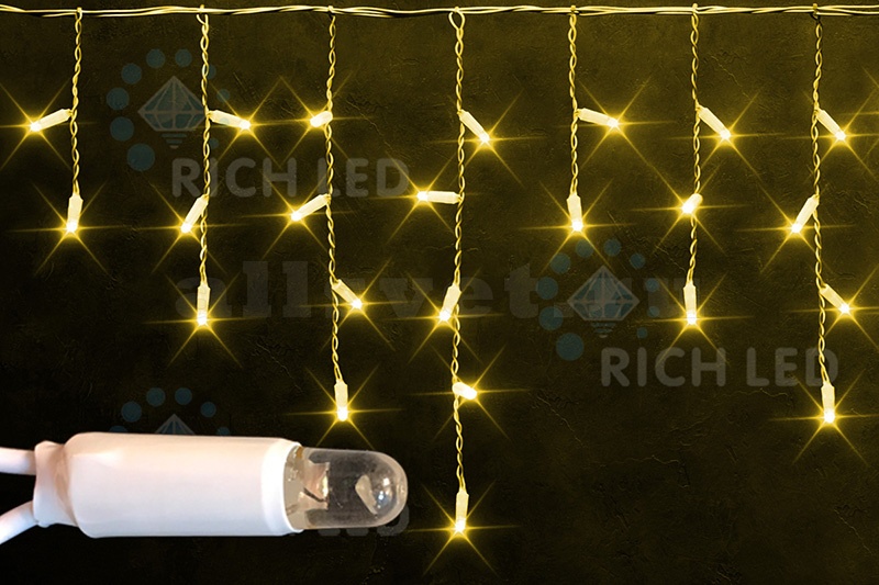 Светодиодная бахрома Rich LED 3х0.5 м герметичный колпачок IP65, белый резиновый провод