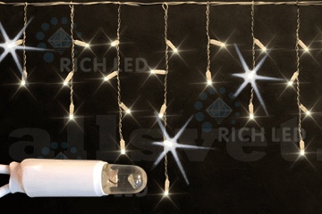 Светодиодная бахрома Rich LED 3х0.5 м мерцающая, герметичный колпачок IP65, белый резиновый провод
